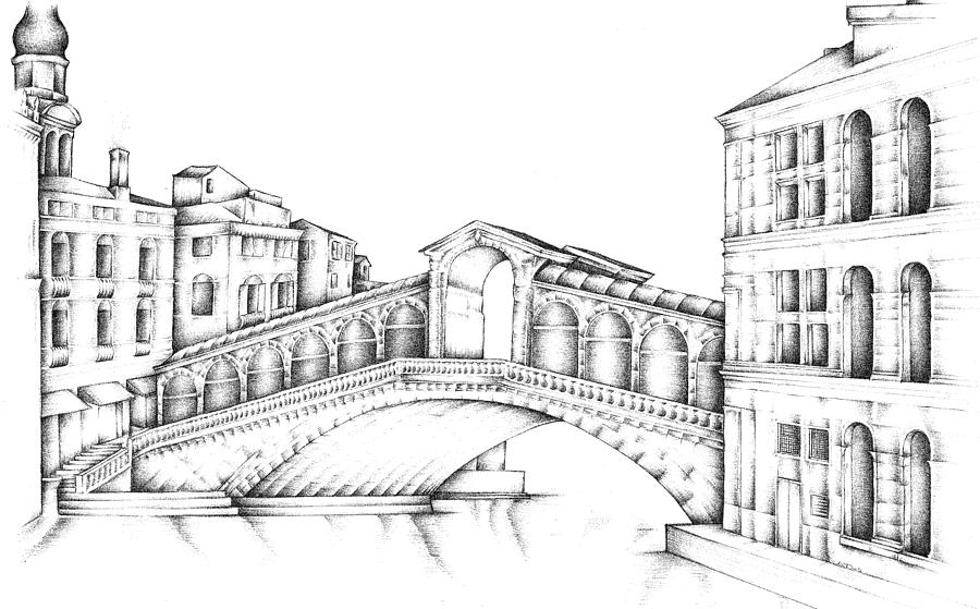 Buy Rialto Bridge Venice Italy Drawing Sketch High Quality Online in India   Etsy